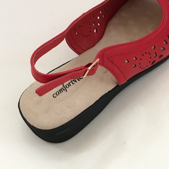 COMFORTVIEW Comfort Sandals Slingback Red Mary Women’s Size 9.5 Wide - Picture 4 of 16